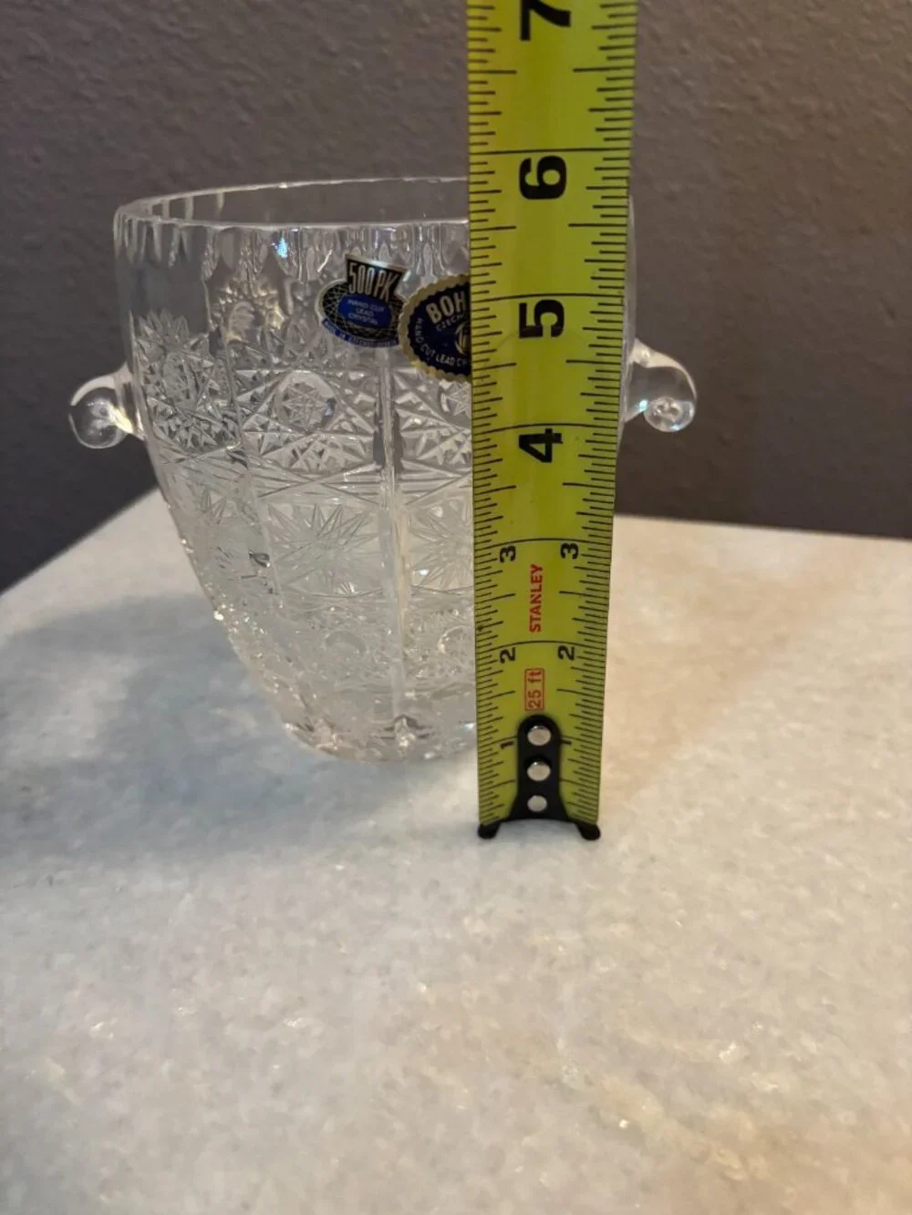 Vintage Bohemia Crystal Ice Bucket New with Tags Bar Cart Decor